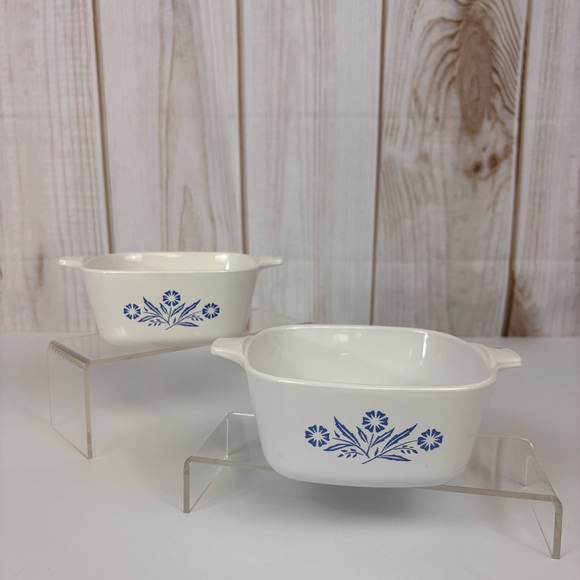Corningware Other - Vintage 2-Piece Corningware Petite Casserole Dish Blue Cornflower White 2-3/4 C